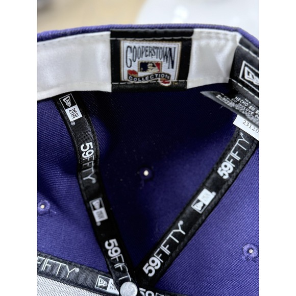 Chicago Cubs Hat Cap Fitted Mens 7 3/8 Blue MLB Baseball New Era Cooperstown - Picture 8 of 10